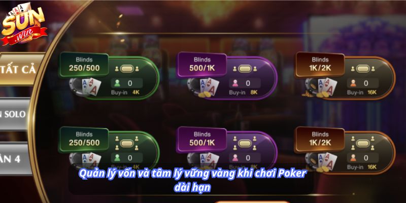 Quản lý vốn và tâm lý vững vàng khi chơi Poker dài hạn
